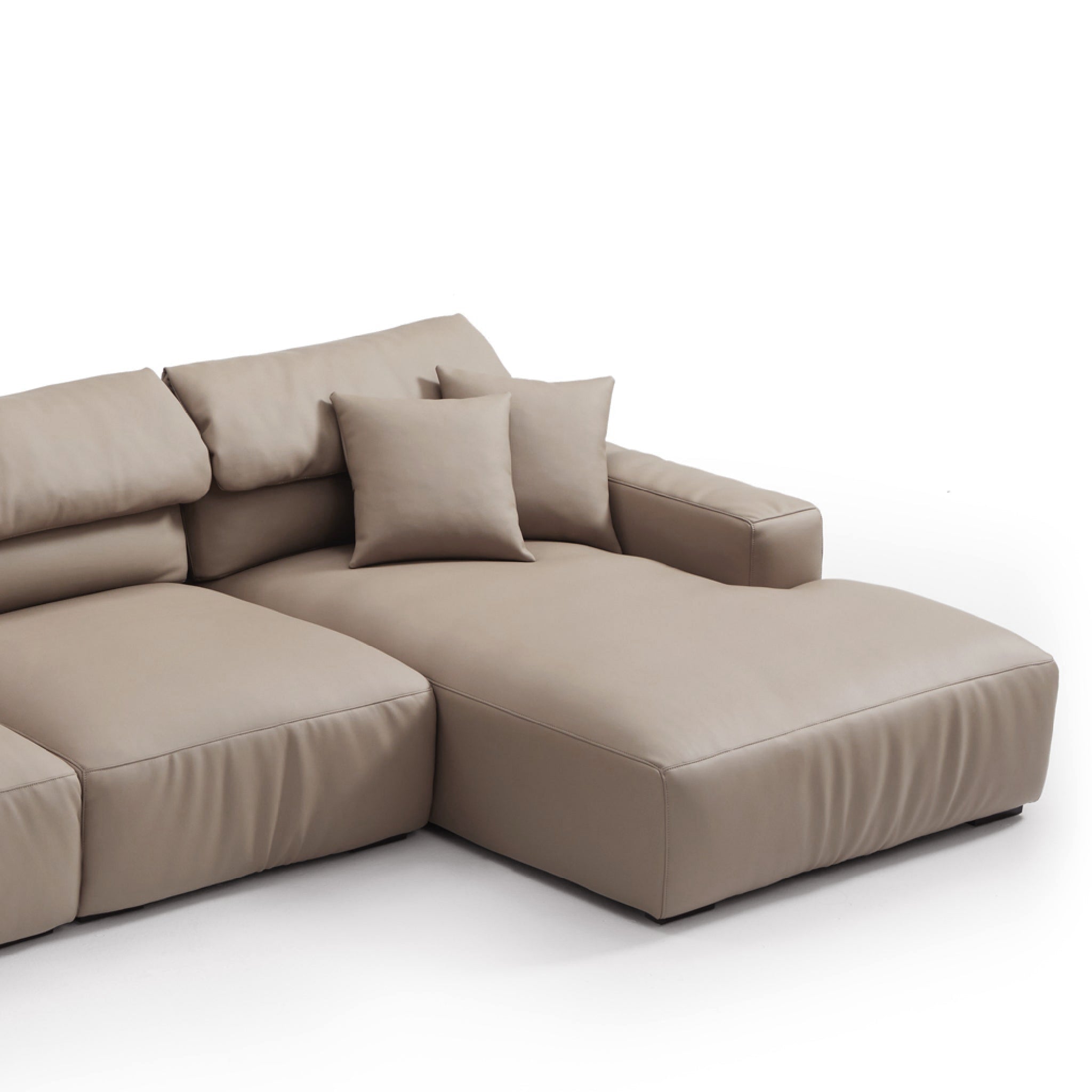 Chestnut Khaki Leather Sectional