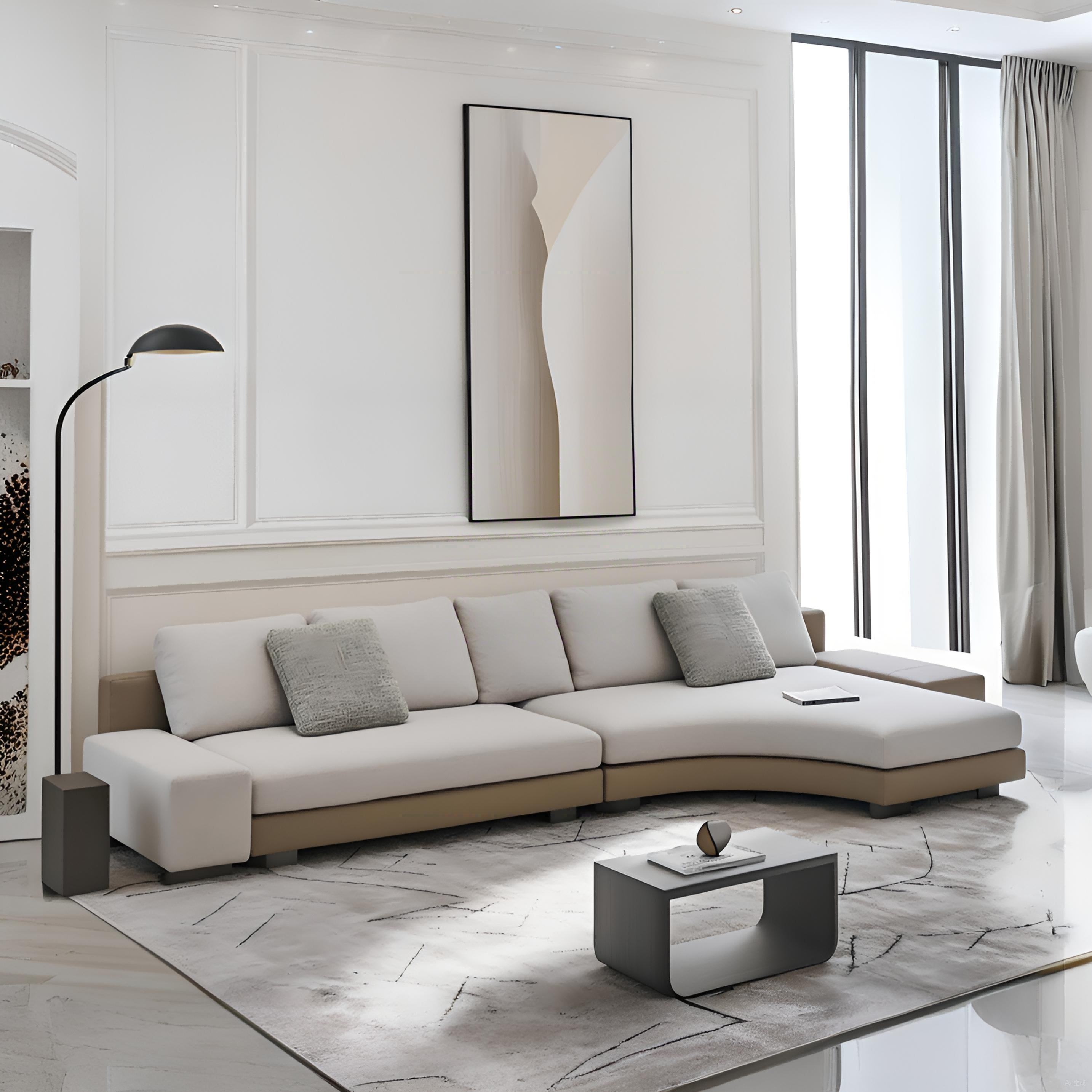 Arles Curved Gray Fabric Sectional