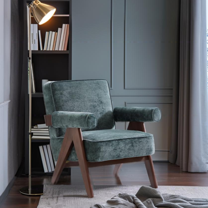 Wooster Green Chenille Velvet Accent Chair
