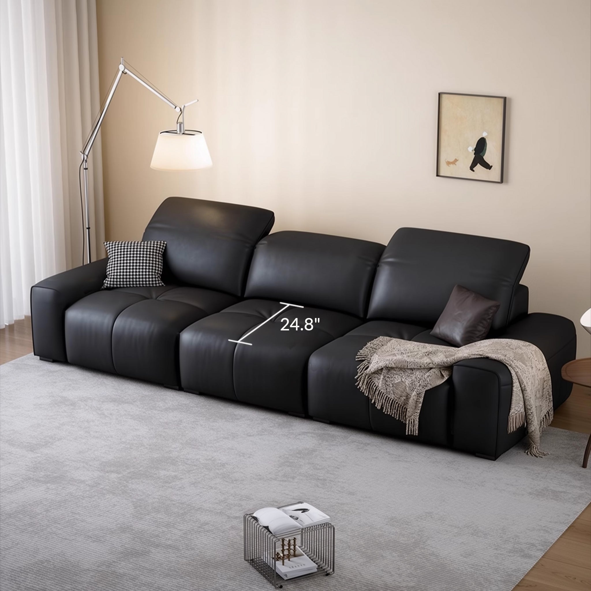 Canapé inclinable en cuir noir Nero