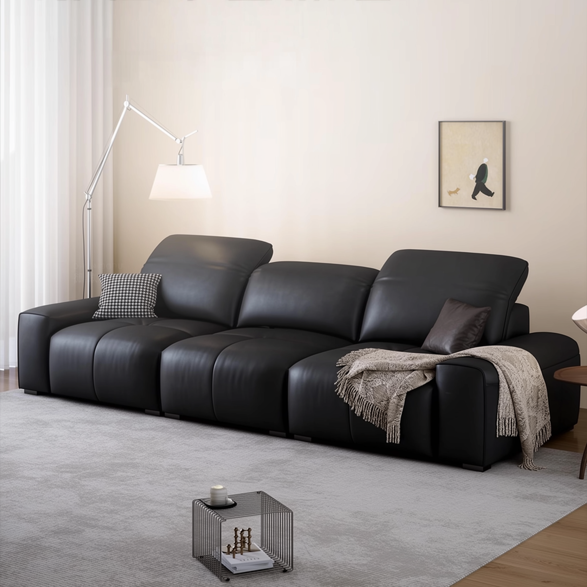 Canapé inclinable en cuir noir Nero
