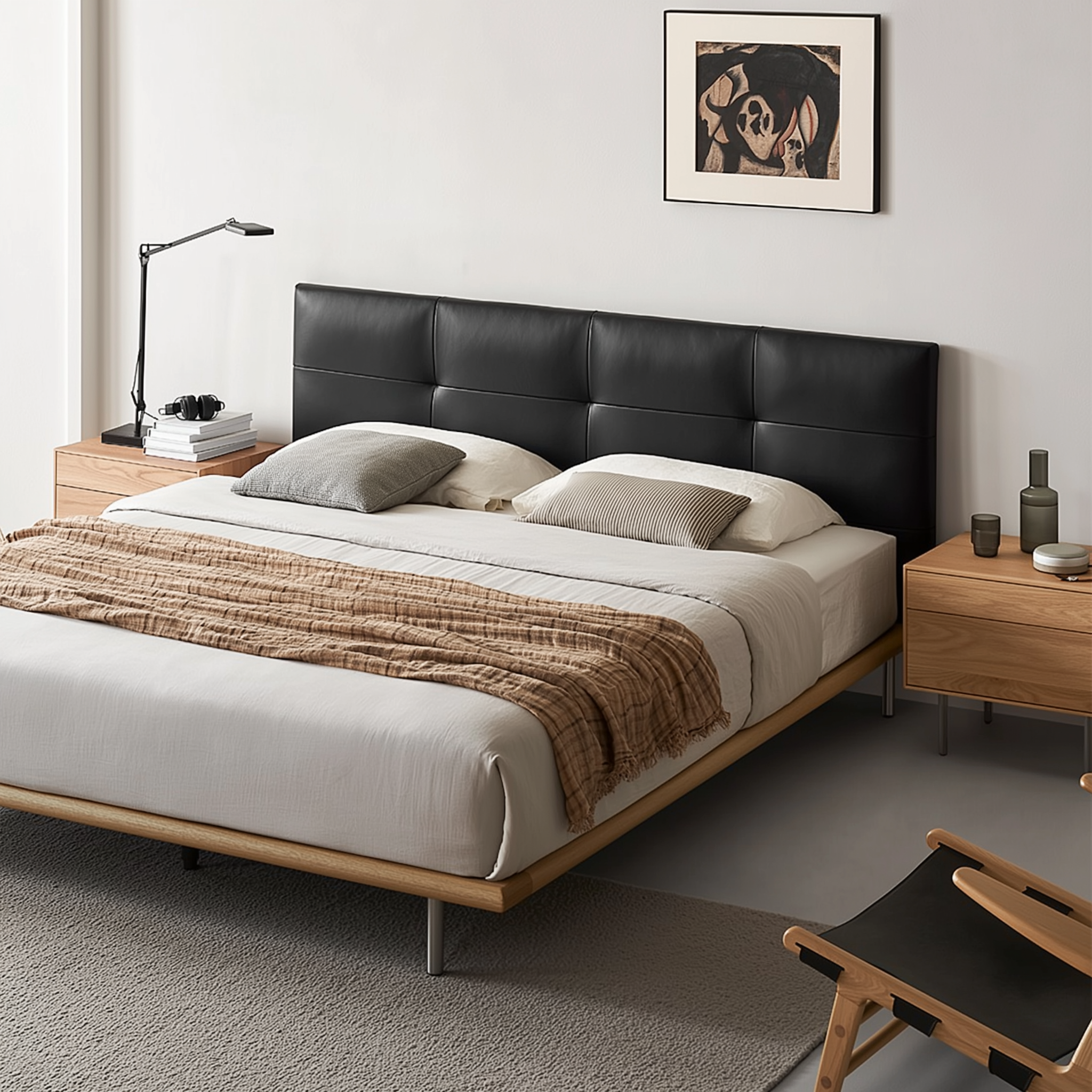 Toffee Brick Leather Bed