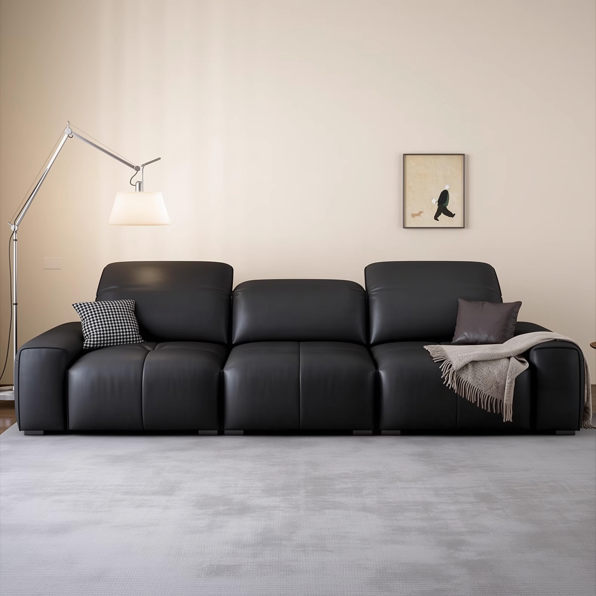Canapé inclinable en cuir noir Nero