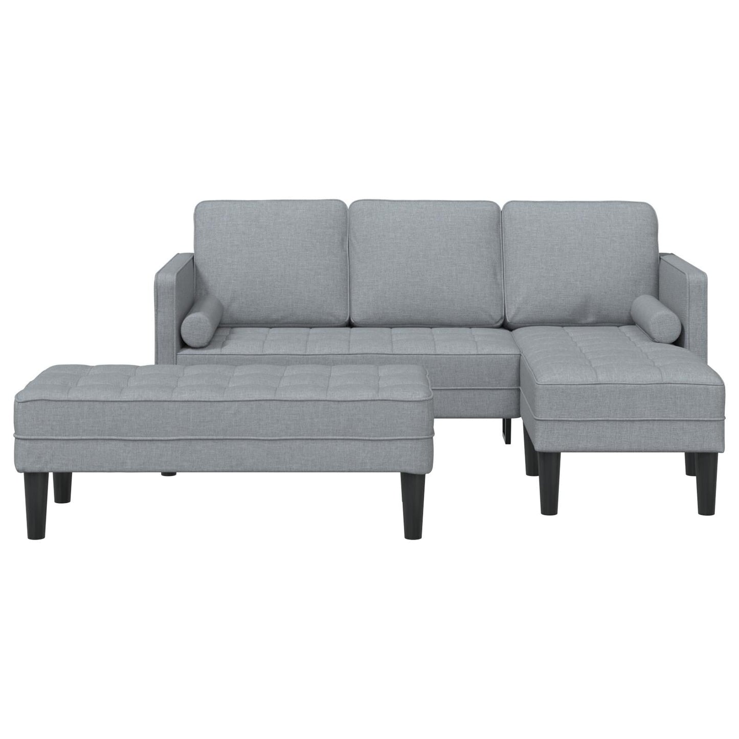 Ensemble de canapés 2/3 pièces vidaXL avec coussins, tissu noir/gris foncé/gris clair - 68,1 x 51,6 x 26,4