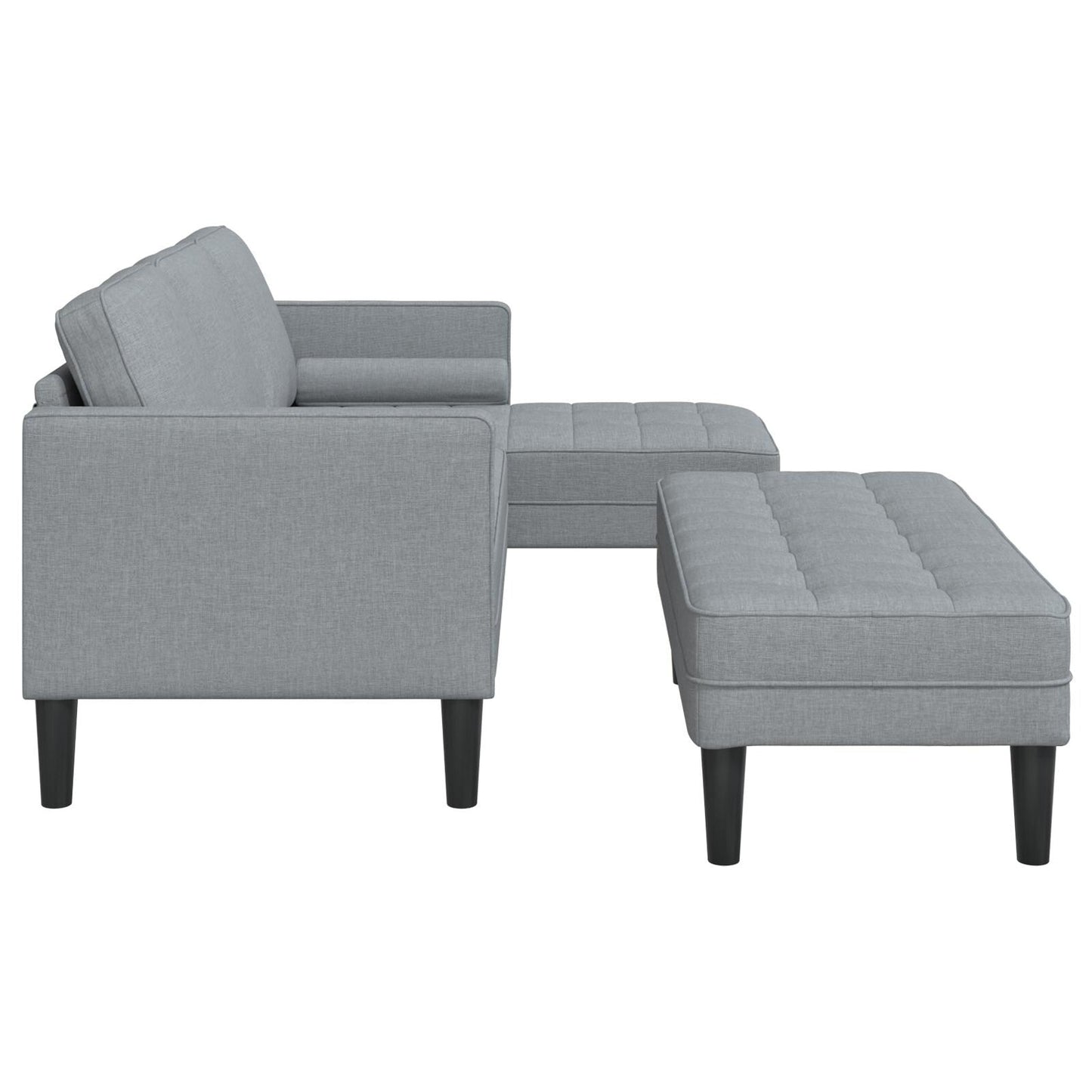 Ensemble de canapés 2/3 pièces vidaXL avec coussins, tissu noir/gris foncé/gris clair - 68,1 x 51,6 x 26,4