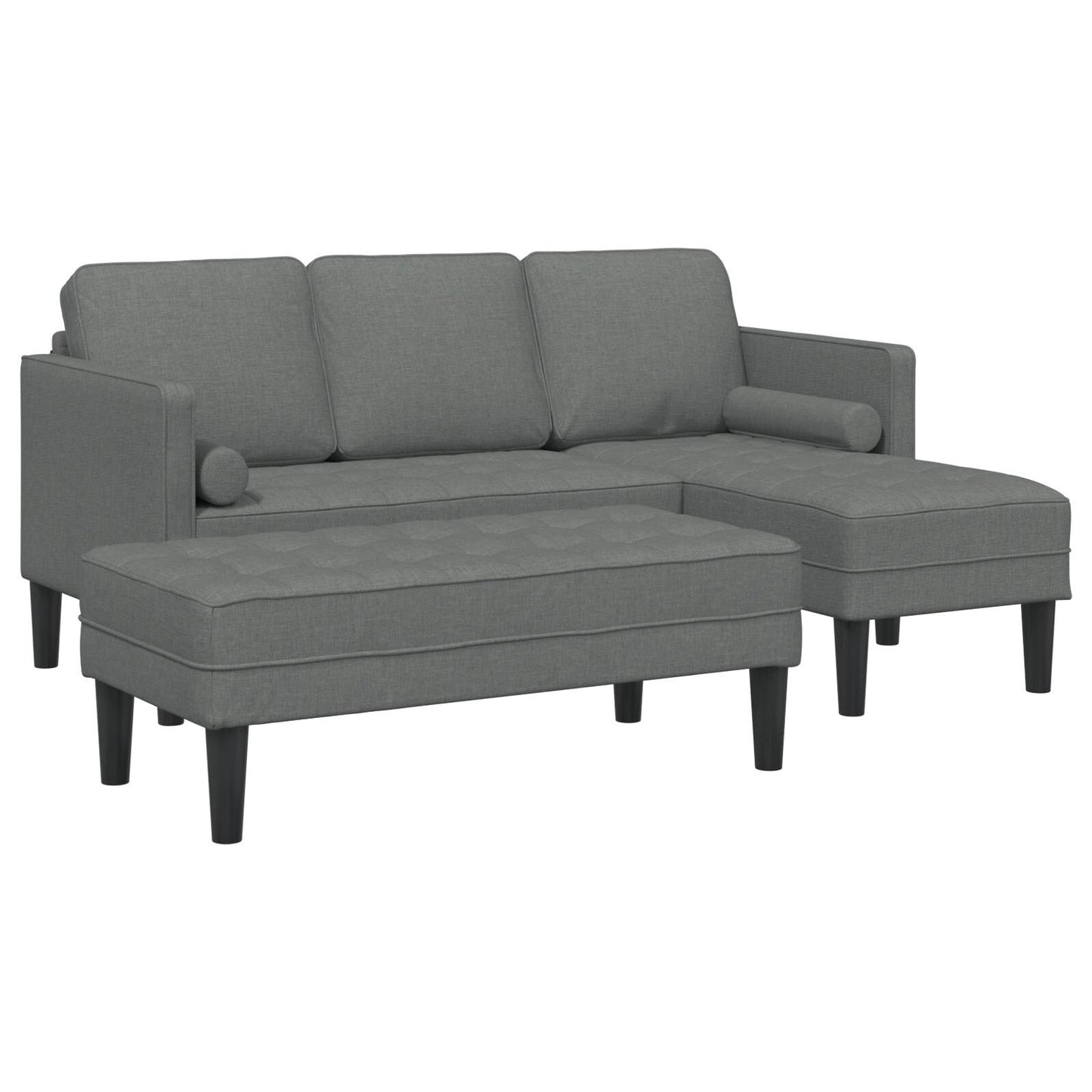 Ensemble de canapés 2/3 pièces vidaXL avec coussins, tissu noir/gris foncé/gris clair - 68,1 x 51,6 x 26,4