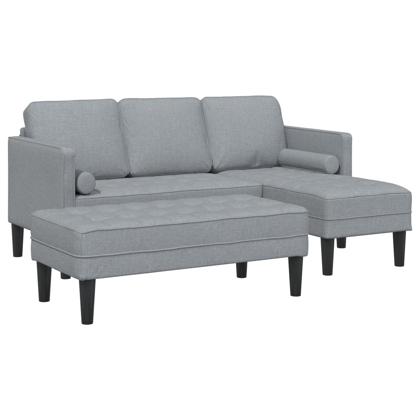 Ensemble de canapés 2/3 pièces vidaXL avec coussins, tissu noir/gris foncé/gris clair - 68,1 x 51,6 x 26,4