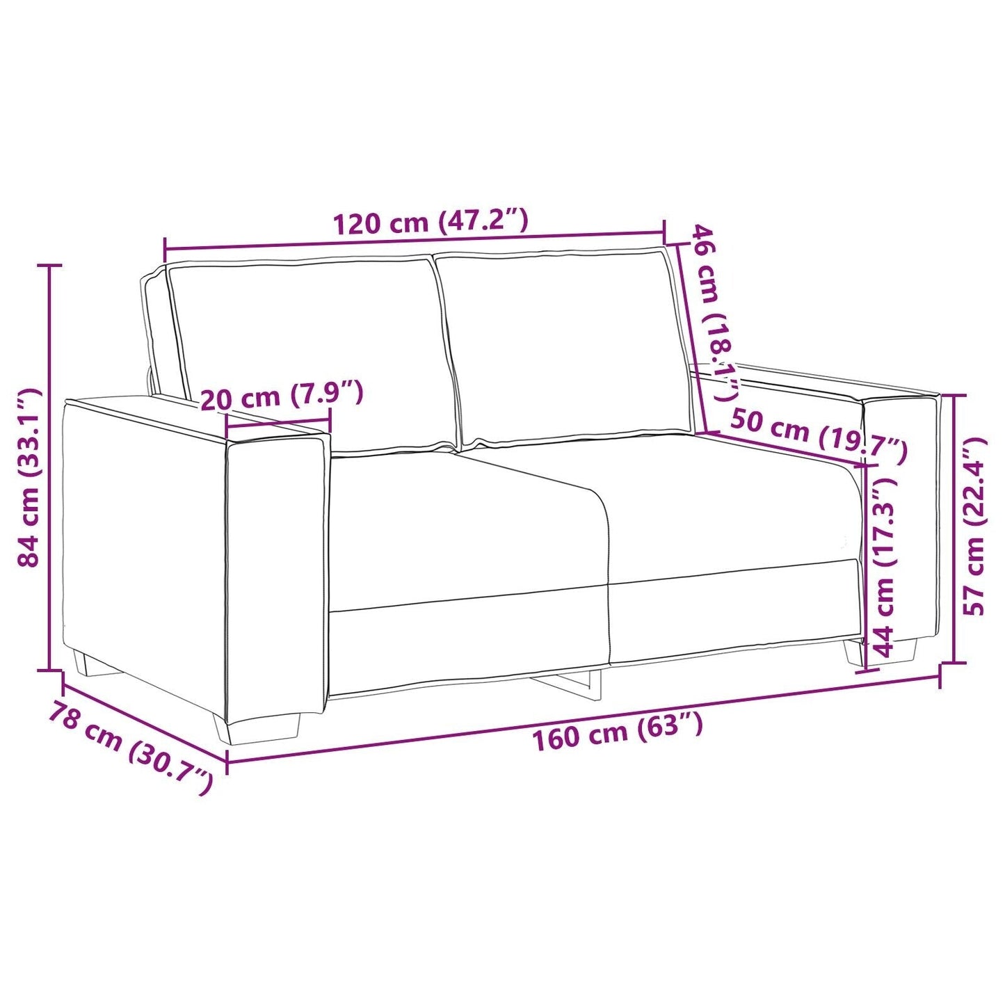Ensemble de canapé 3 pièces vidaXL avec coussins, tissu noir/gris foncé - 39 x 30,7 x 33,1