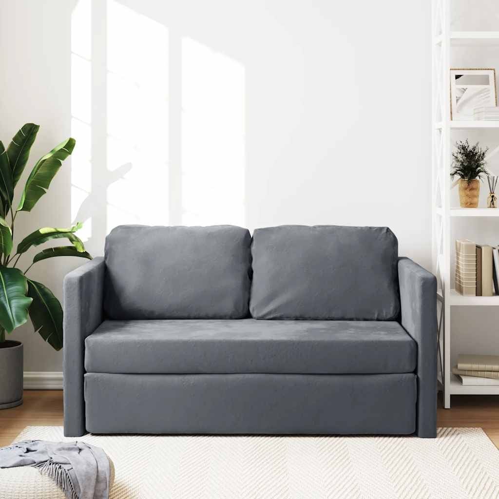 Canapé-lit de sol compact en velours gris foncé vidaXL - 48,0 x 48,0 x 21,7