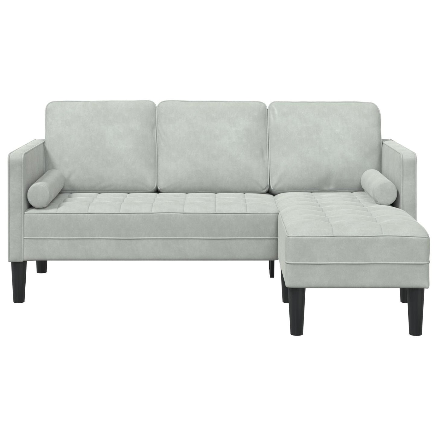 Canapé de jardin vidaXL en forme de L en velours noir/gris foncé/gris clair - 68,1 x 51,6 x 26,4