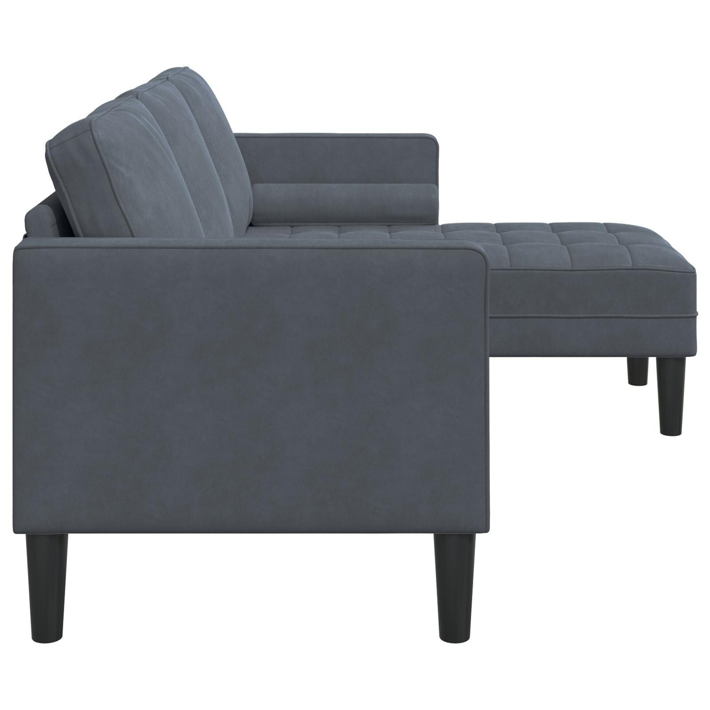 Canapé de jardin vidaXL en forme de L en velours noir/gris foncé/gris clair - 68,1 x 51,6 x 26,4