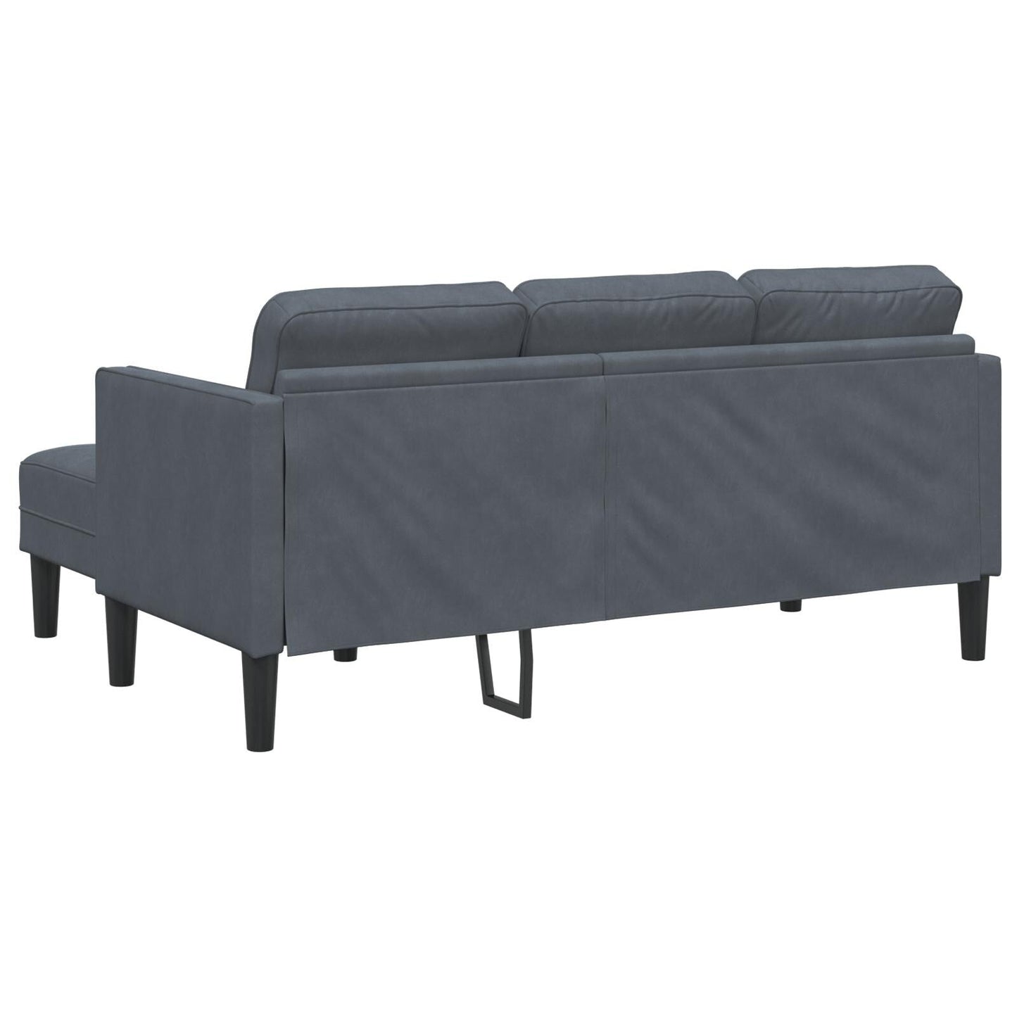 Canapé de jardin vidaXL en forme de L en velours noir/gris foncé/gris clair - 68,1 x 51,6 x 26,4