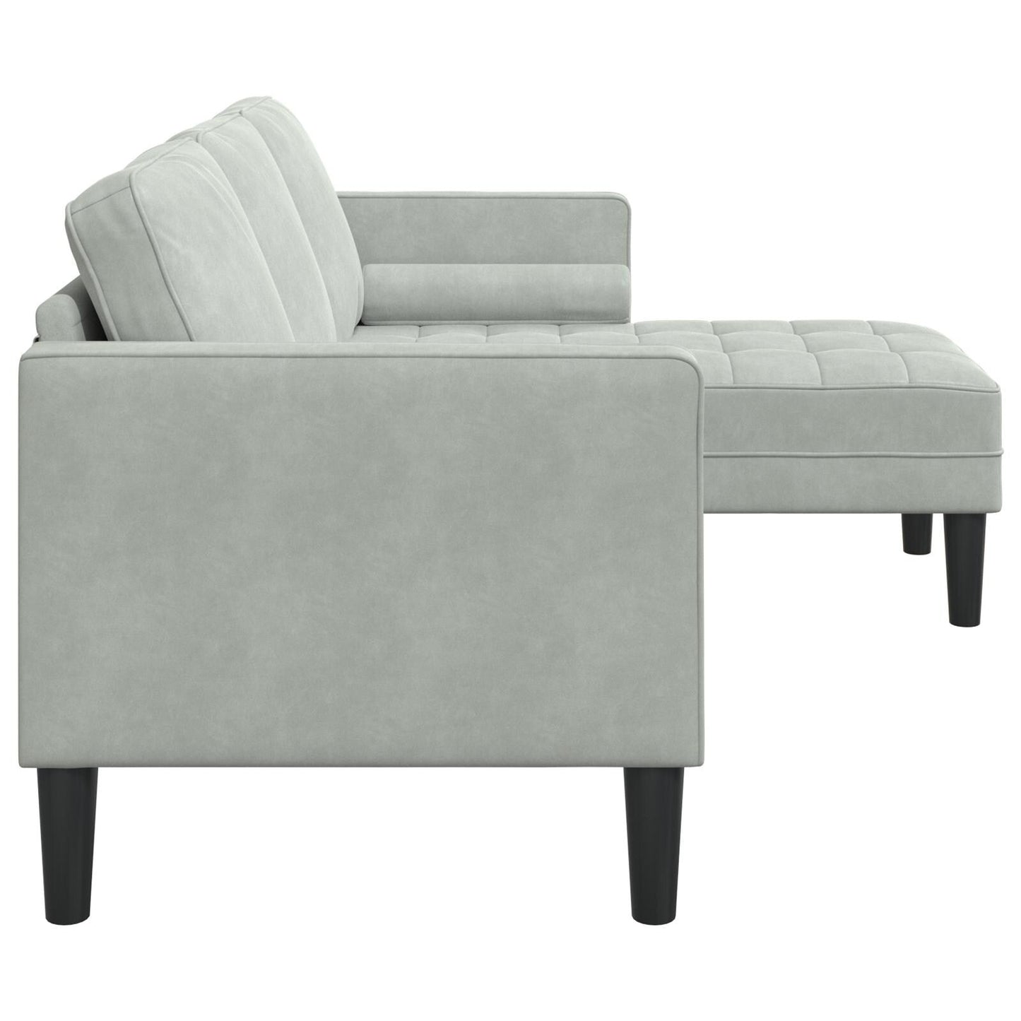 Canapé de jardin vidaXL en forme de L en velours noir/gris foncé/gris clair - 68,1 x 51,6 x 26,4