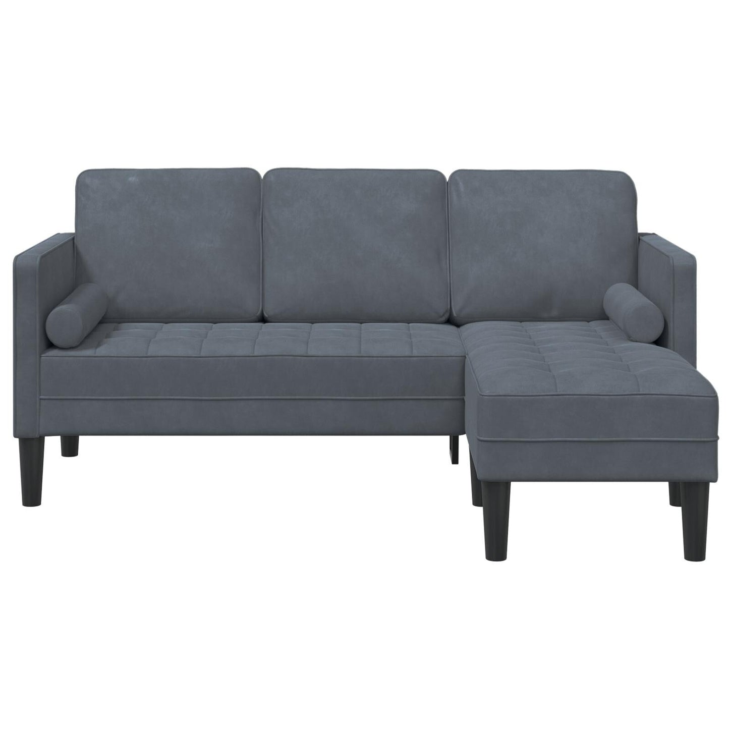 Canapé de jardin vidaXL en forme de L en velours noir/gris foncé/gris clair - 68,1 x 51,6 x 26,4