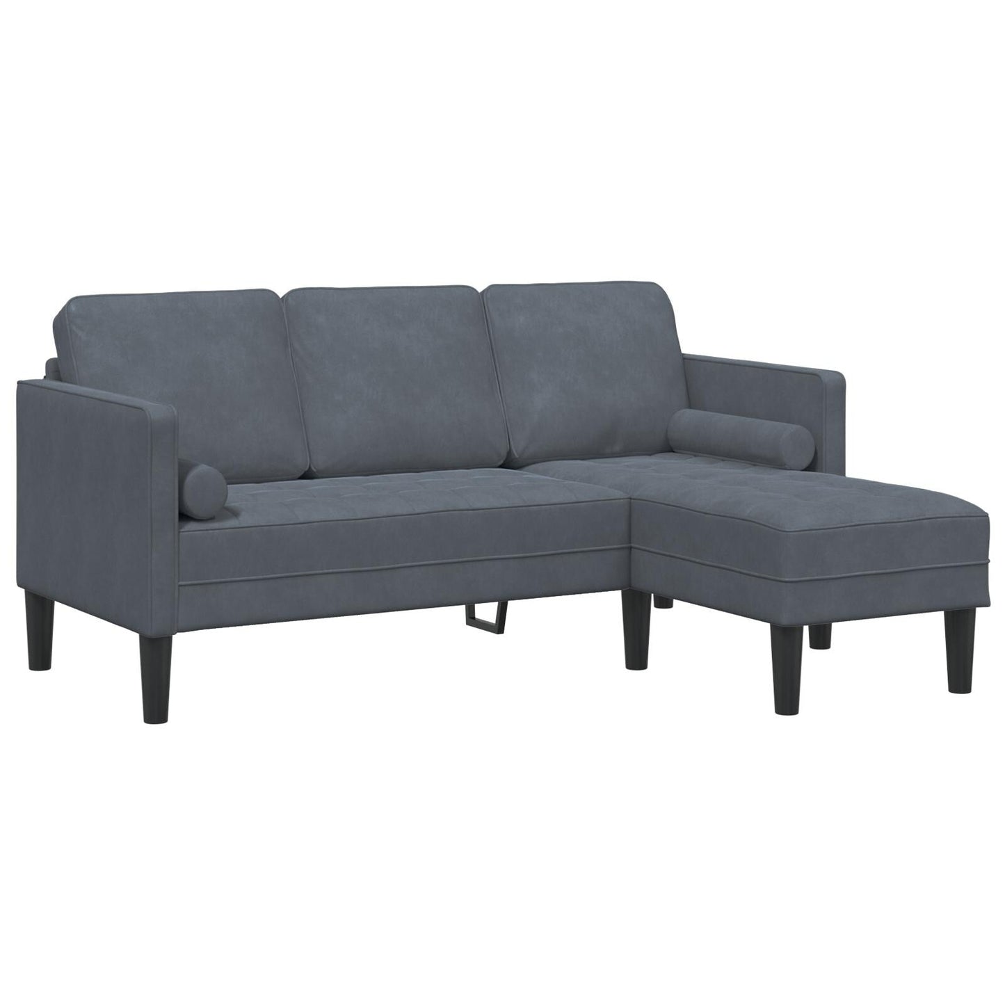 Canapé de jardin vidaXL en forme de L en velours noir/gris foncé/gris clair - 68,1 x 51,6 x 26,4