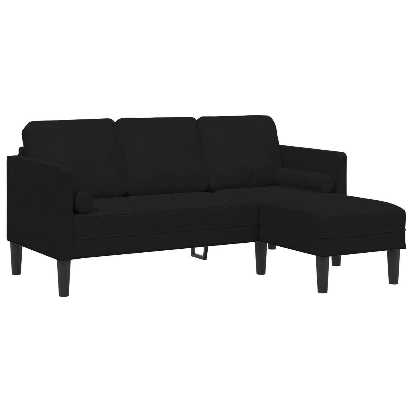Canapé de jardin vidaXL en forme de L en velours noir/gris foncé/gris clair - 68,1 x 51,6 x 26,4