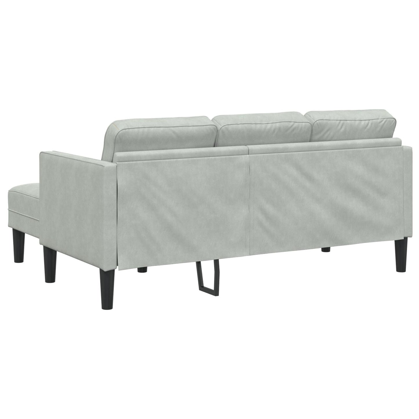Canapé de jardin vidaXL en forme de L en velours noir/gris foncé/gris clair - 68,1 x 51,6 x 26,4