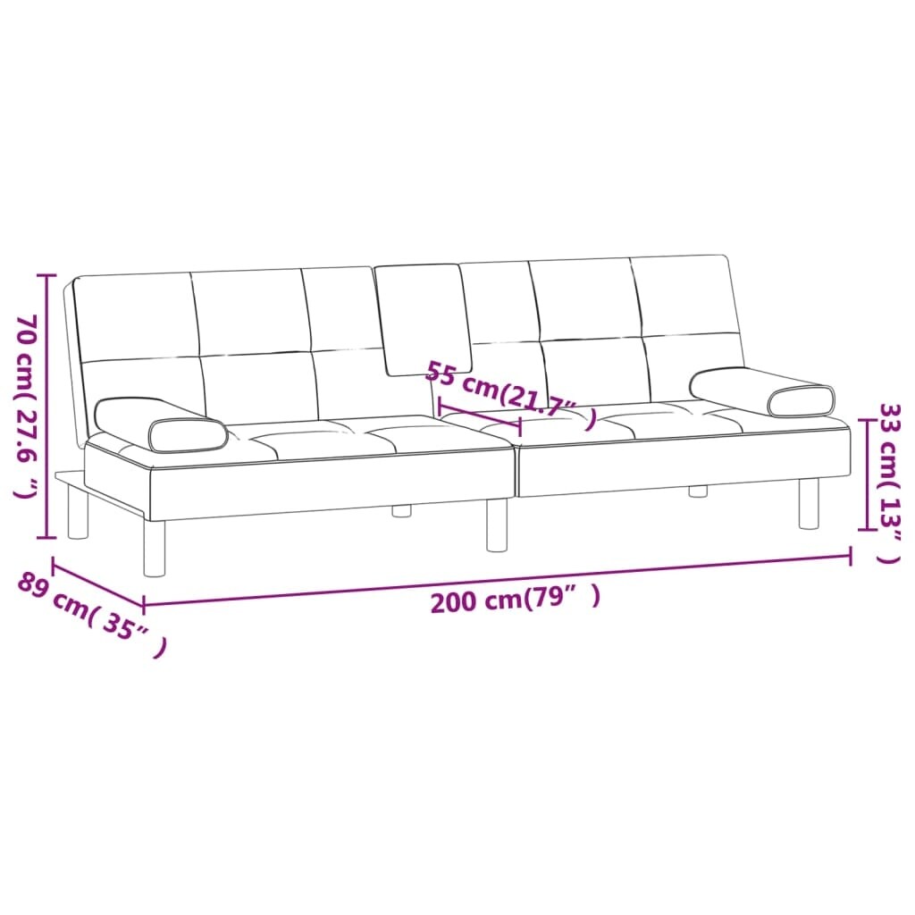 VidaXL Canapé-lit pliable avec porte-gobelets en similicuir - 78,7 x 35 x 27,6