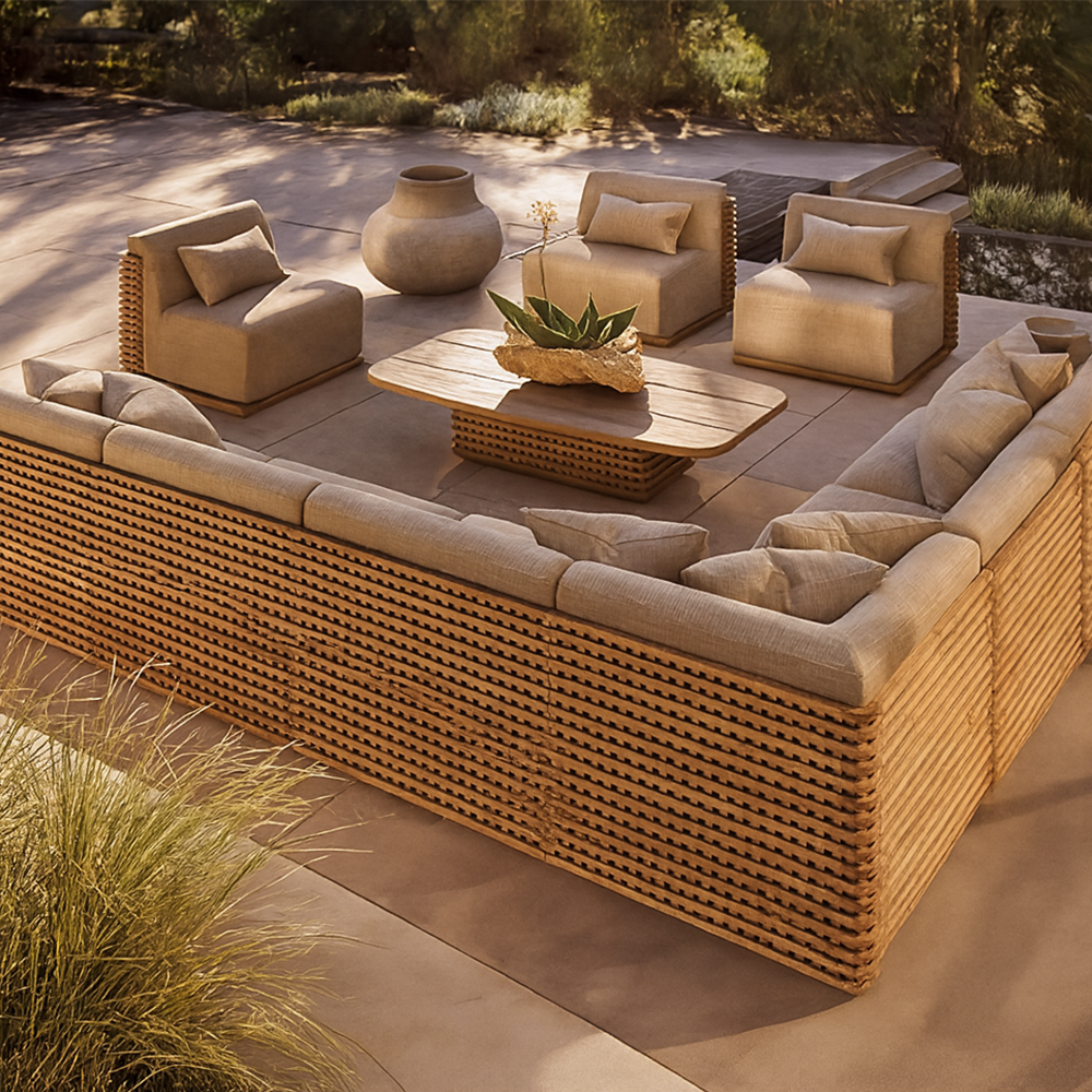 Solana Designer Teak Outdoor Sofa & Lounge Set