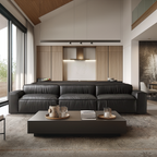 Canapé de luxe minimaliste en cuir noir