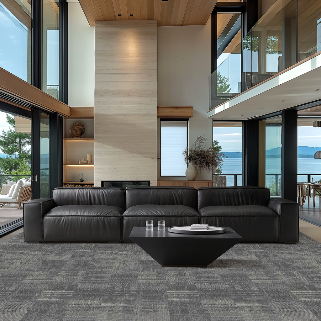 Canapé de luxe minimaliste en cuir noir