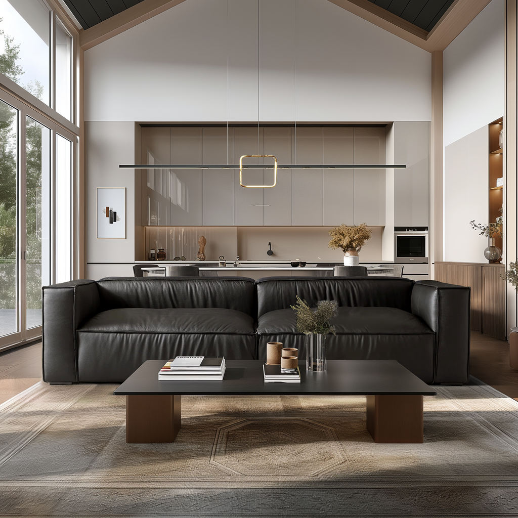 Canapé-lit de luxe minimaliste en cuir noir