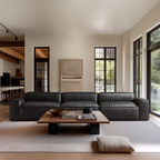 Canapé de luxe minimaliste en cuir noir