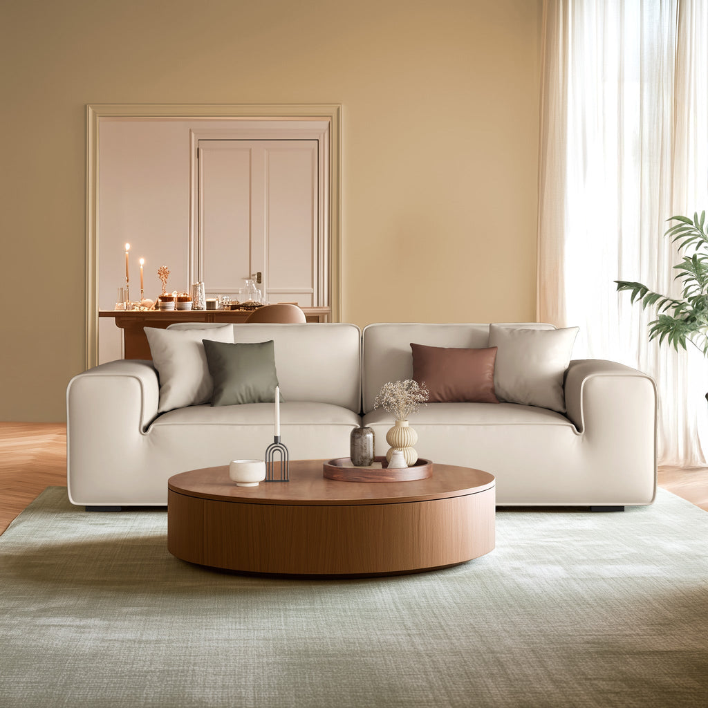 Domus Modular Black Leather Sofa