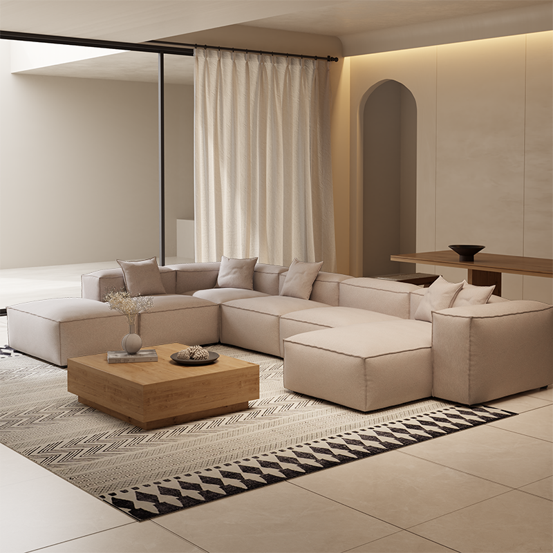 Canapé sectionnel blanc modulaire Freedom à extrémité ouverte