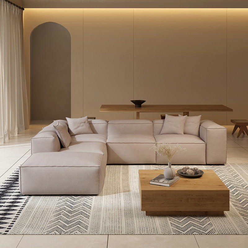 Canapé modulable blanc en L et pouf Freedom