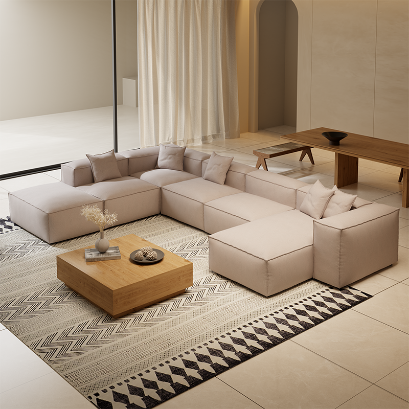 Canapé sectionnel blanc modulaire Freedom à extrémité ouverte