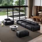 Ensemble de canapés de luxe minimalistes en cuir noir