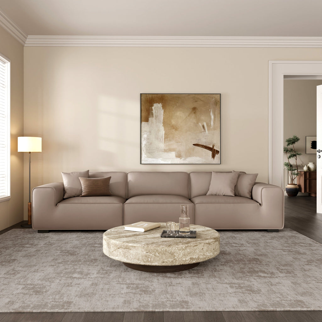 Domus Modular Black Leather Sofa