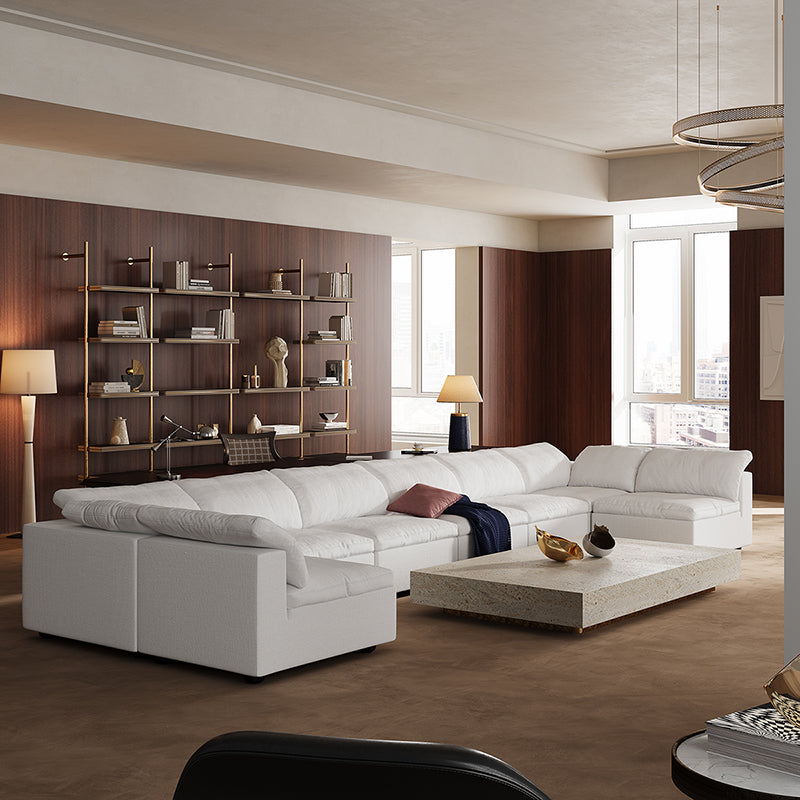 Canapé d'angle beige en forme de U Tender Wabi-Sabi avec extrémités ouvertes