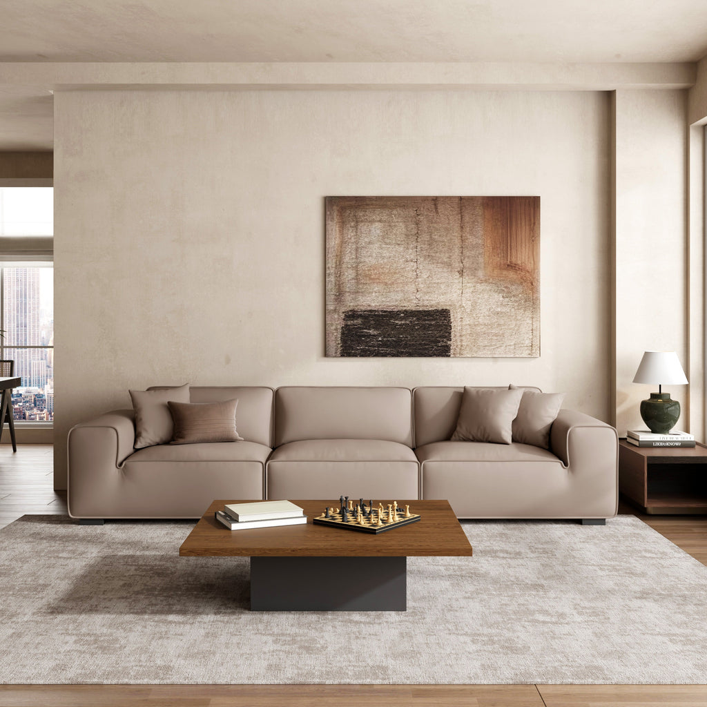 Domus Modular Black Leather Sofa