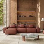 Cube Modular Khaki Genuine Leather Sectional