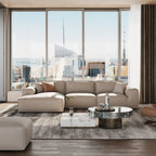 Domus Modular Khaki Leather Sectional Sofa