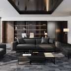 Canapé et pouf en cuir gris foncé Noble