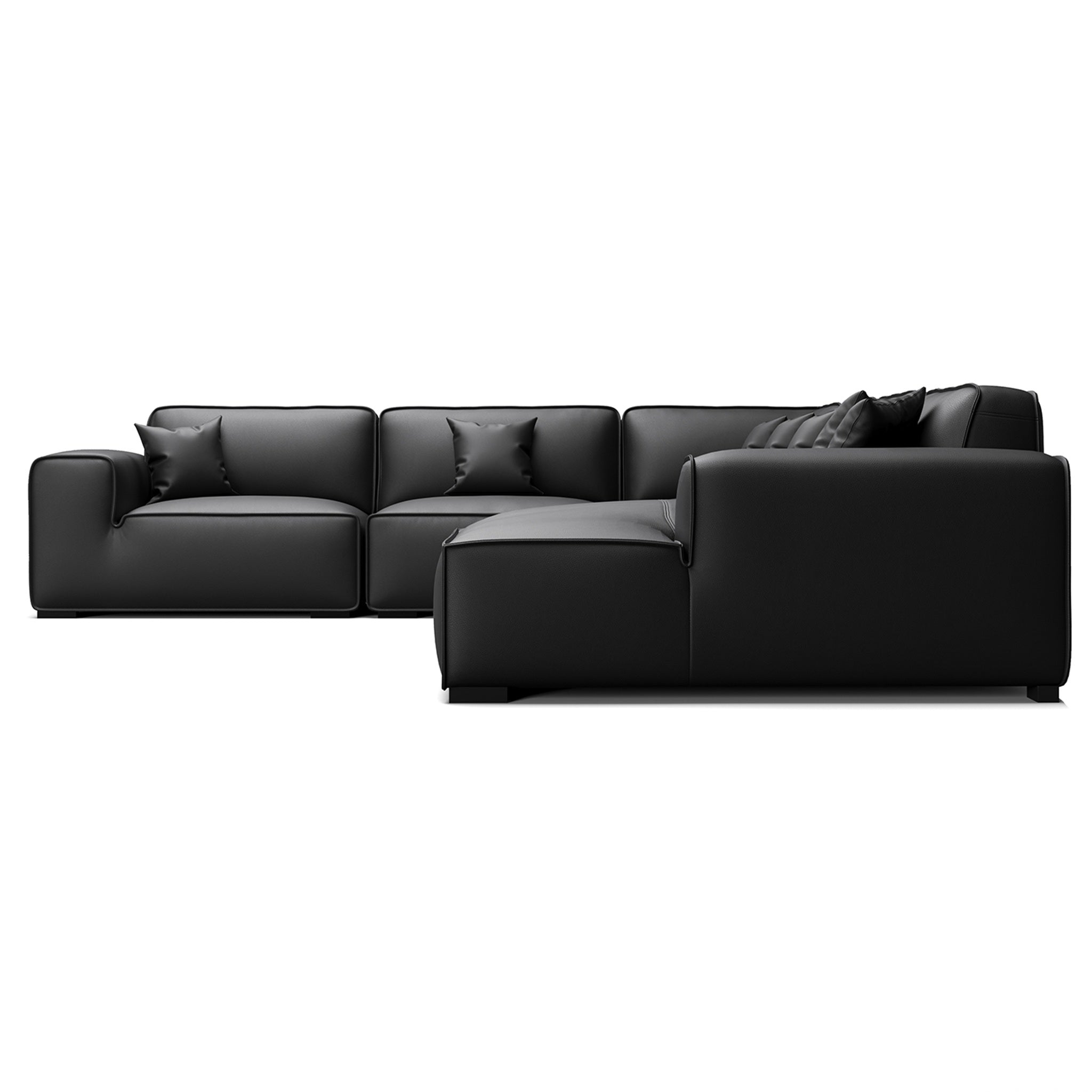 Domus Modular Beige Leather U-Shaped Sectional