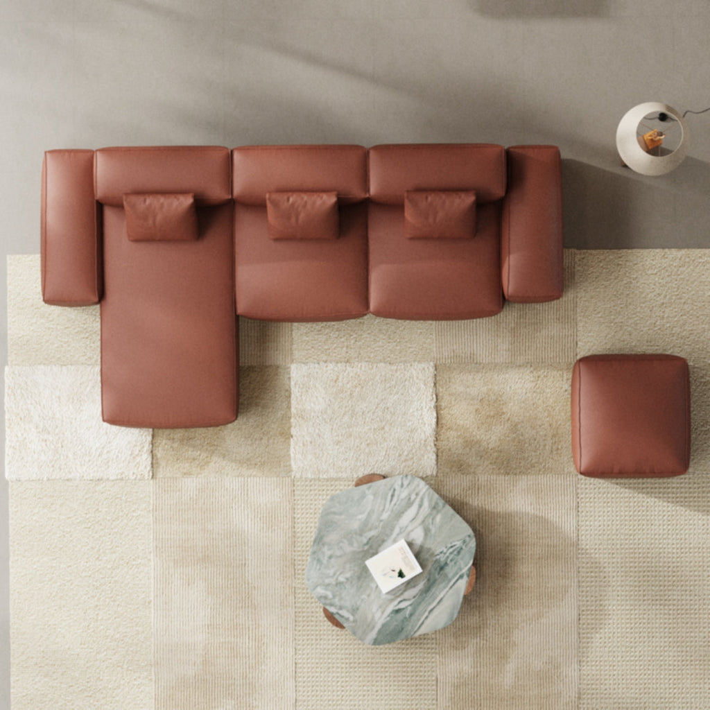 Cube Modular Black Genuine Leather Sectional