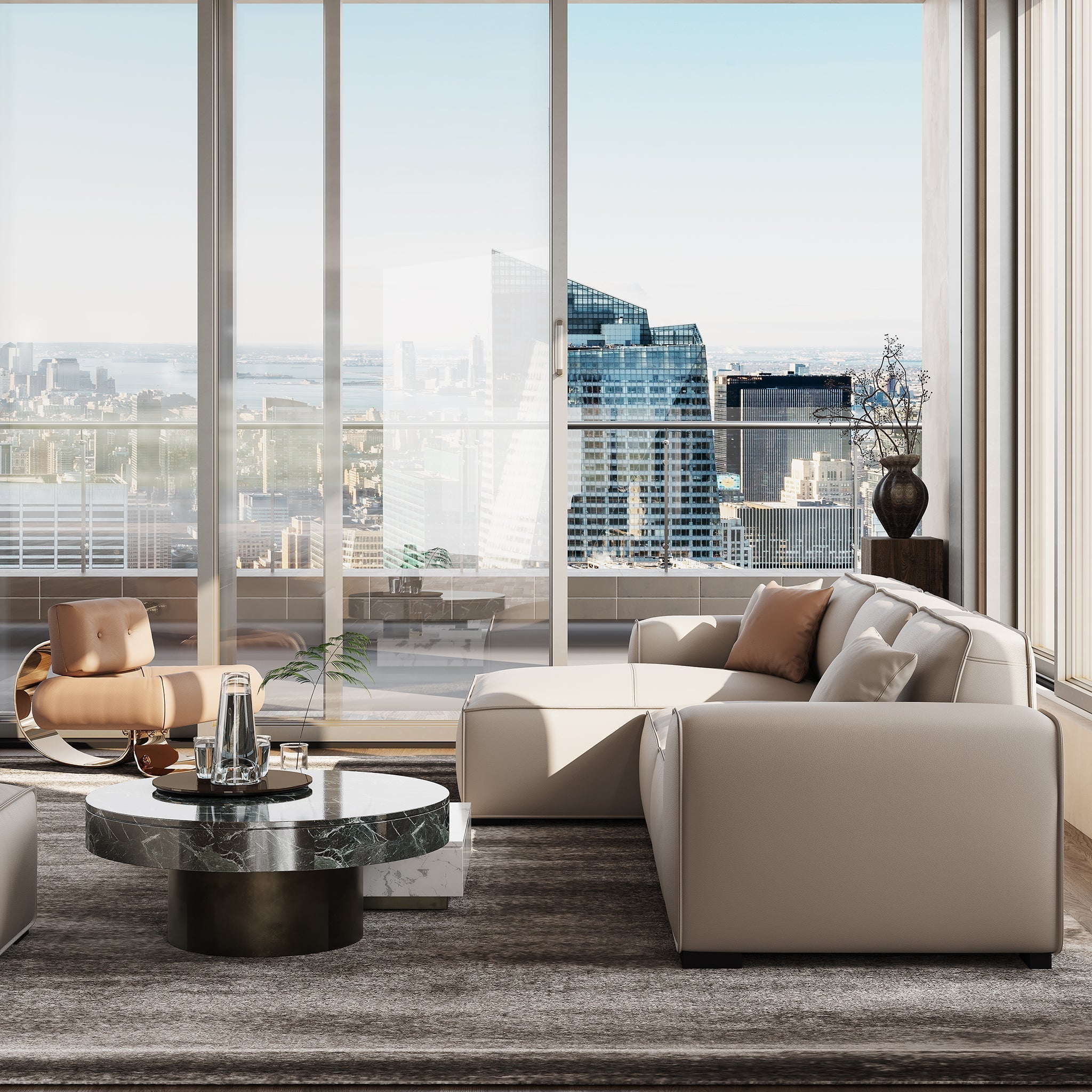 Domus Modular Brown Leather Sectional