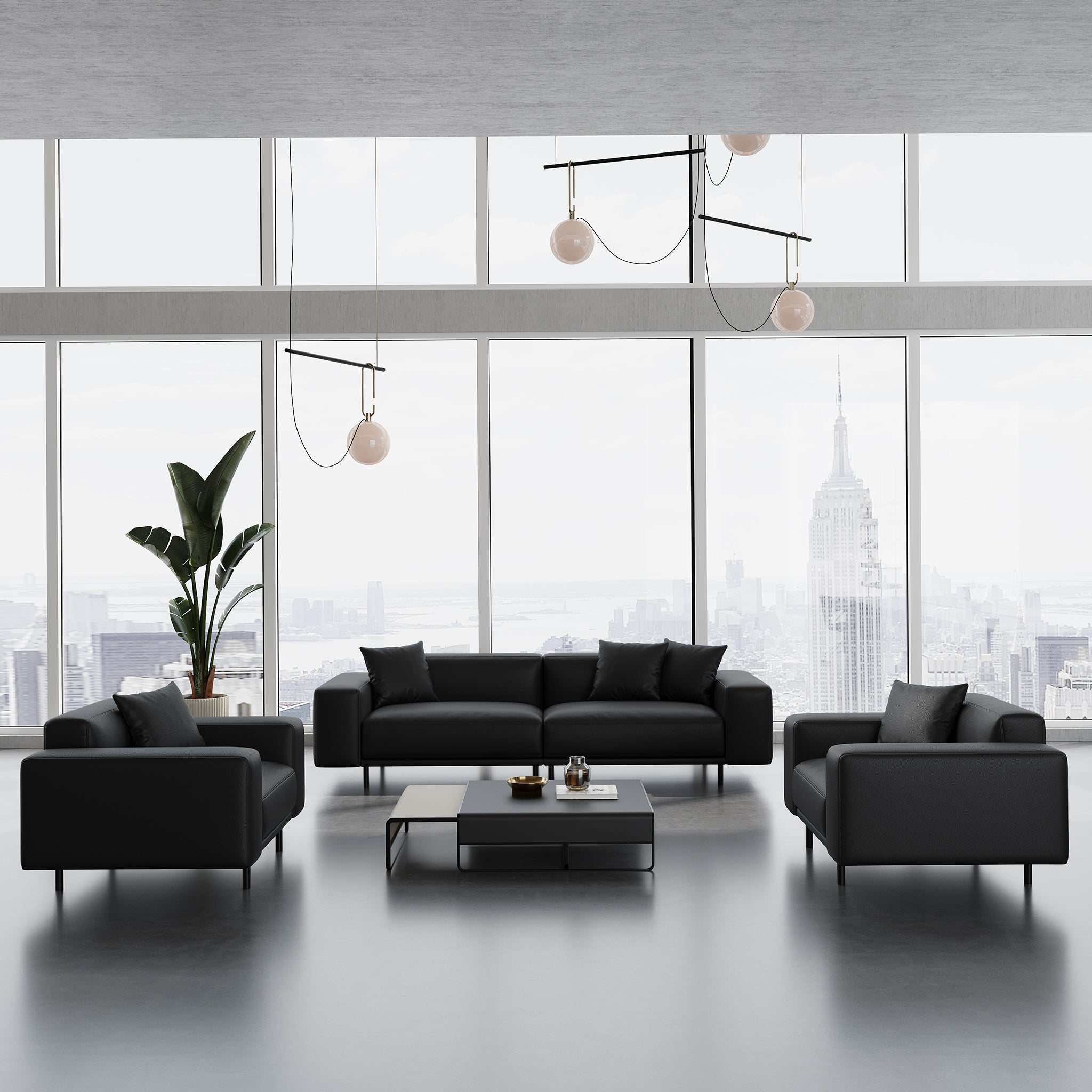 Fauteuil Noble en cuir gris foncé