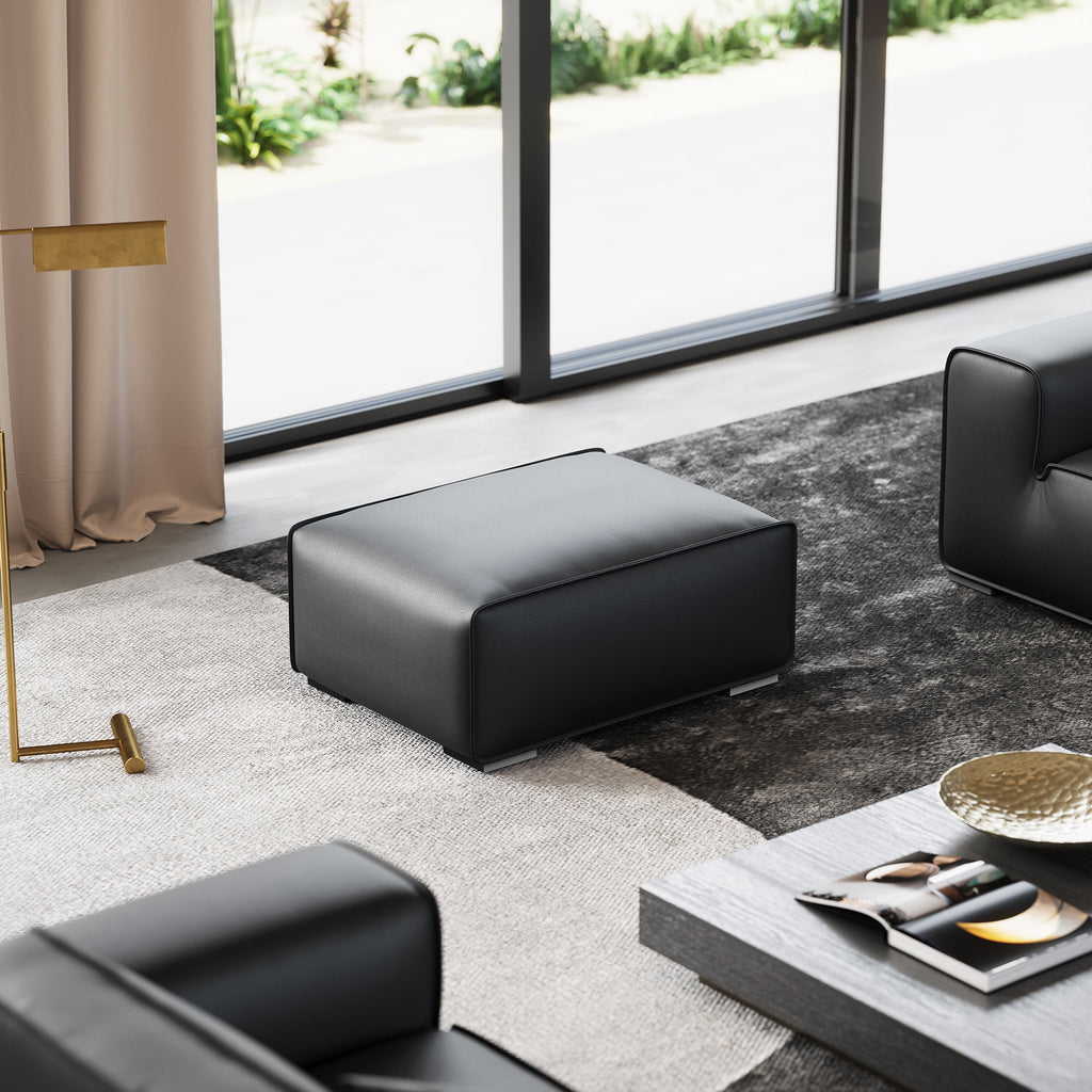 Domus Modular Beige Leather Sofa Set