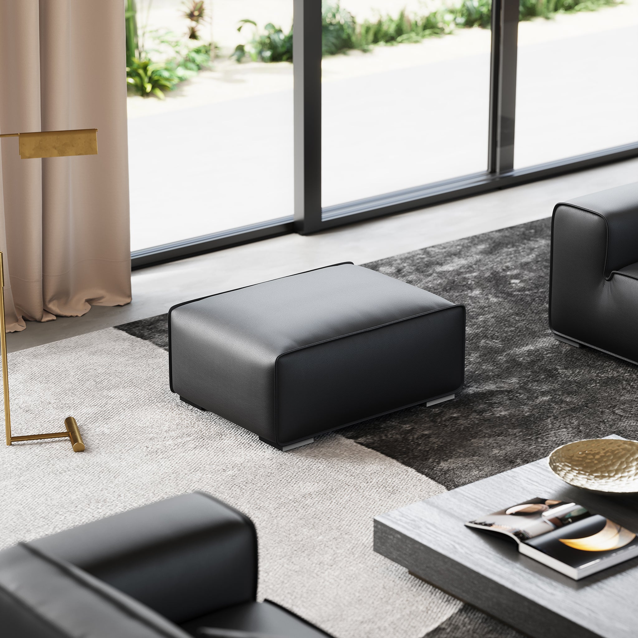 Domus Modular Beige Leather Sofa Set
