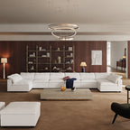 Canapé d'angle en U gris tendre Wabi-Sabi avec extrémités ouvertes