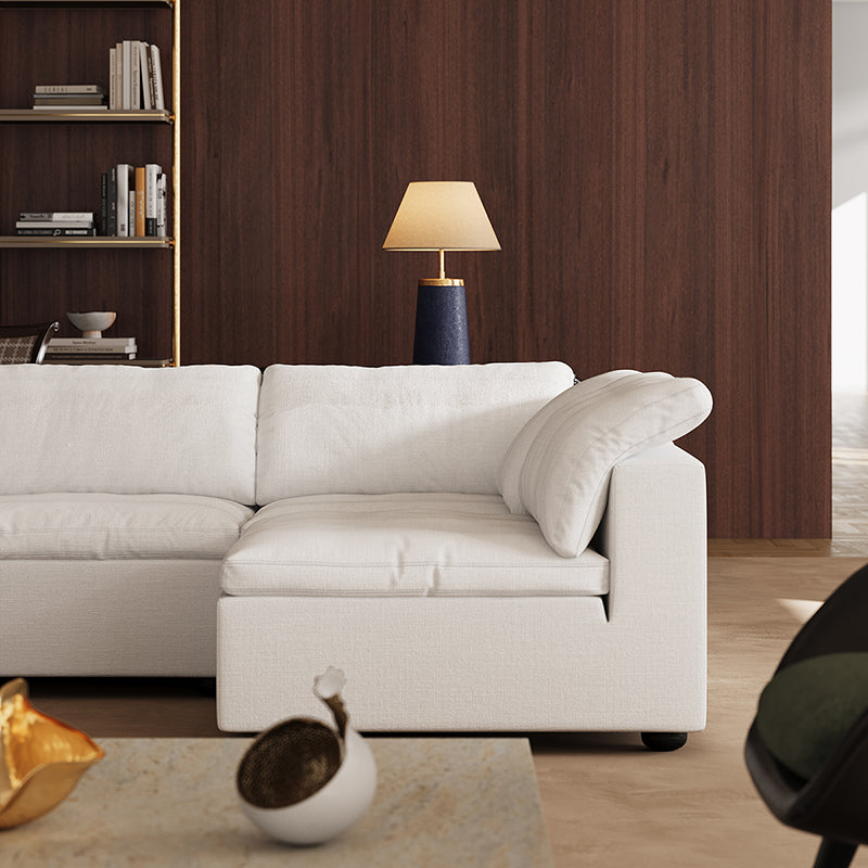 Canapé d'angle beige en forme de U Tender Wabi-Sabi avec extrémités ouvertes