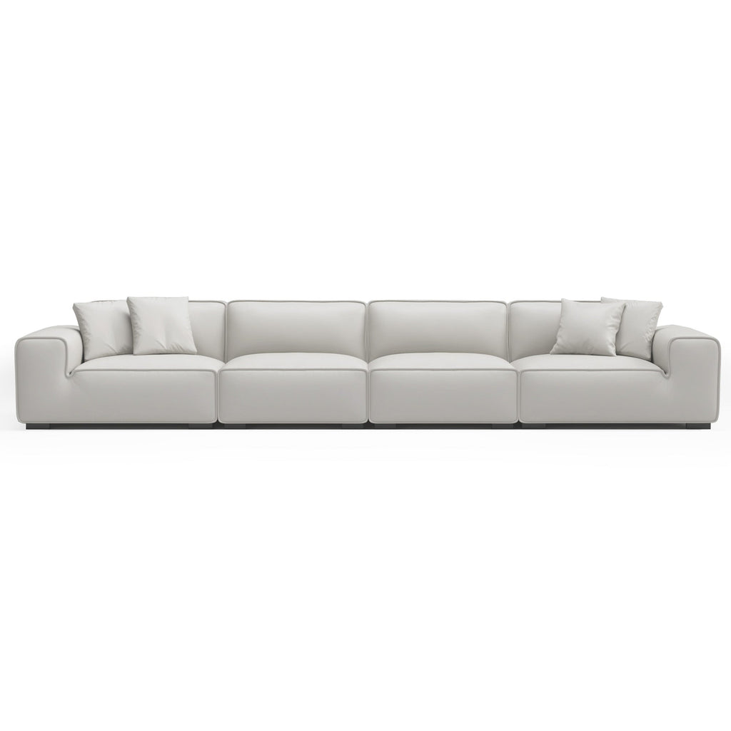 Domus Modular Black Leather Sofa