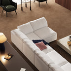 Canapé d'angle en U gris tendre Wabi-Sabi avec extrémités ouvertes