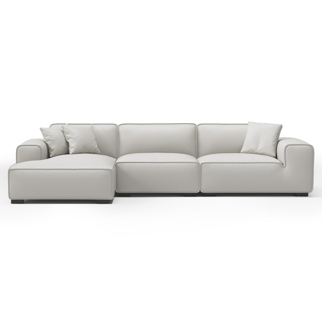 Domus Modular Black Leather Sectional Sofa