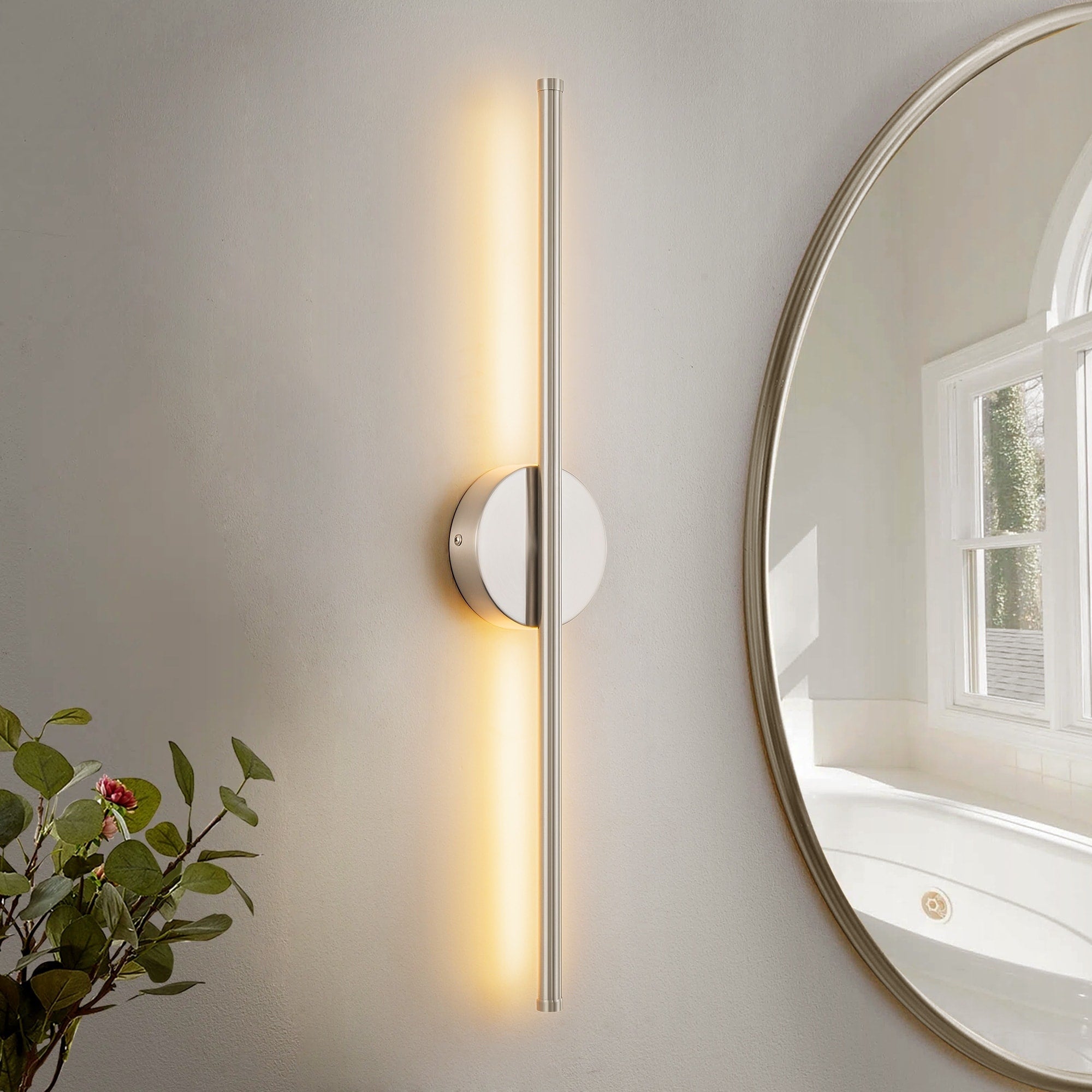 Applique murale de salle de bain à 1 lumière, linéaire et moderne, à intensité variable, à DEL intégrée, de 23,6 po